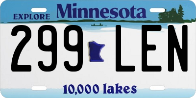 MN license plate 299LEN