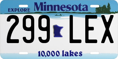 MN license plate 299LEX
