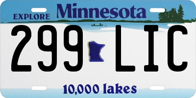MN license plate 299LIC