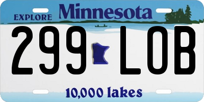MN license plate 299LOB
