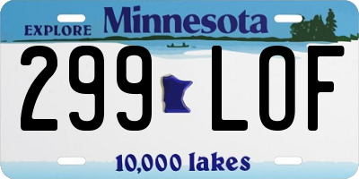 MN license plate 299LOF