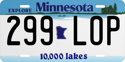 MN license plate 299LOP