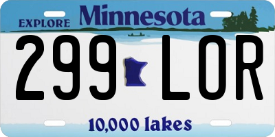 MN license plate 299LOR
