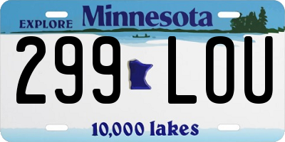 MN license plate 299LOU