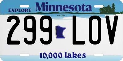 MN license plate 299LOV