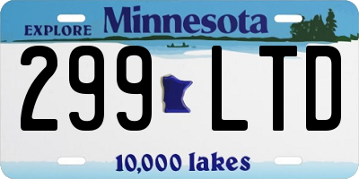 MN license plate 299LTD