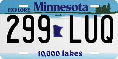 MN license plate 299LUQ
