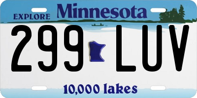 MN license plate 299LUV