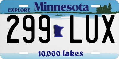 MN license plate 299LUX