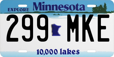 MN license plate 299MKE