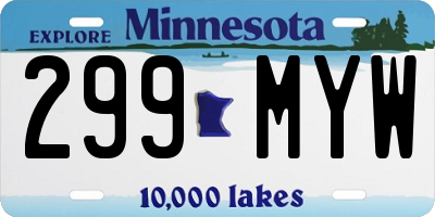 MN license plate 299MYW
