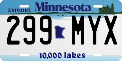 MN license plate 299MYX