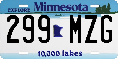 MN license plate 299MZG