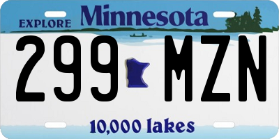 MN license plate 299MZN