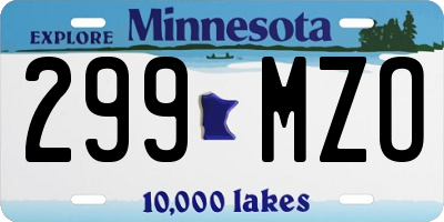 MN license plate 299MZO