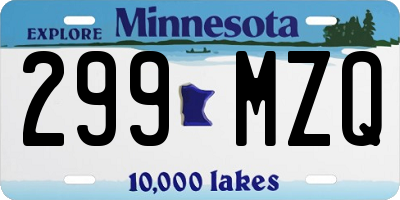 MN license plate 299MZQ