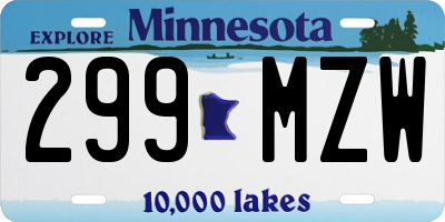 MN license plate 299MZW