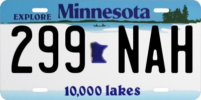 MN license plate 299NAH