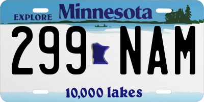 MN license plate 299NAM