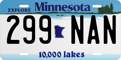 MN license plate 299NAN