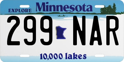 MN license plate 299NAR