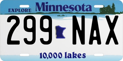 MN license plate 299NAX