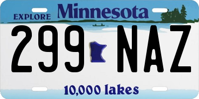 MN license plate 299NAZ