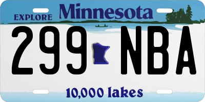 MN license plate 299NBA