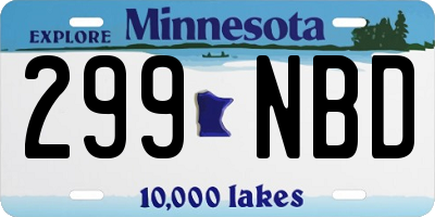 MN license plate 299NBD