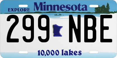 MN license plate 299NBE