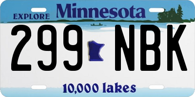 MN license plate 299NBK
