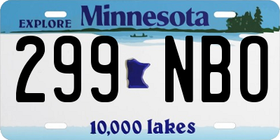 MN license plate 299NBO