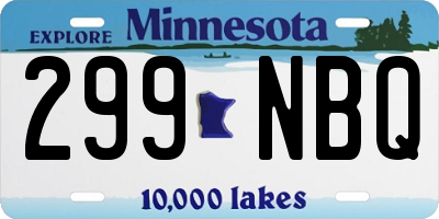 MN license plate 299NBQ