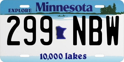 MN license plate 299NBW