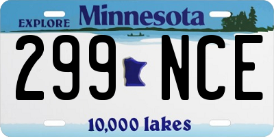MN license plate 299NCE