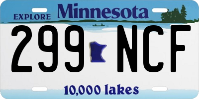 MN license plate 299NCF