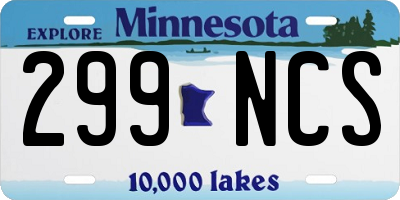 MN license plate 299NCS