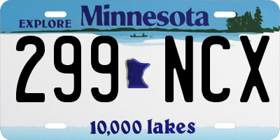 MN license plate 299NCX