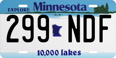 MN license plate 299NDF
