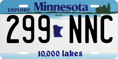 MN license plate 299NNC