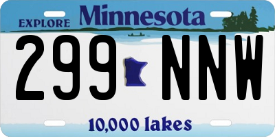 MN license plate 299NNW