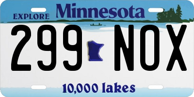 MN license plate 299NOX