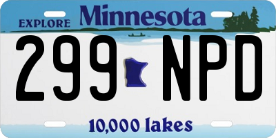 MN license plate 299NPD