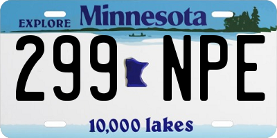 MN license plate 299NPE