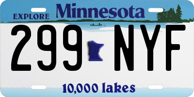 MN license plate 299NYF