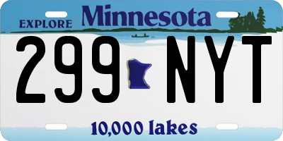 MN license plate 299NYT