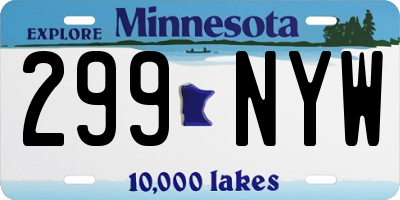 MN license plate 299NYW