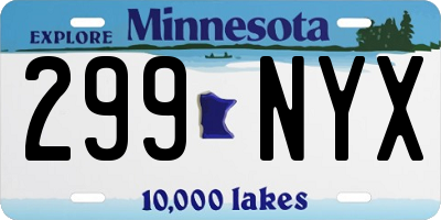 MN license plate 299NYX