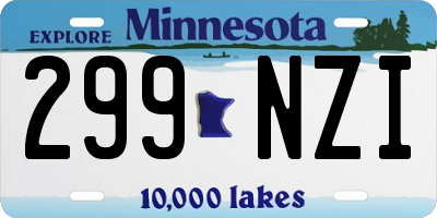 MN license plate 299NZI