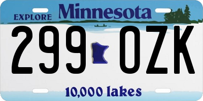 MN license plate 299OZK